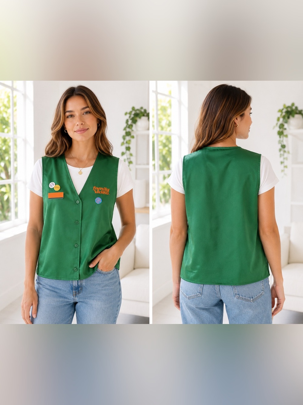 Family Video Work/Costume Vest in Green- Large-ExLarge